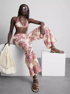 Pantalones de playa estampados de corte ancho