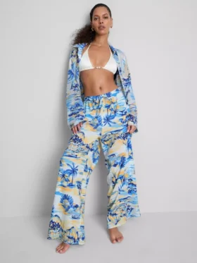 Pantalones de playa estampados de corte ancho