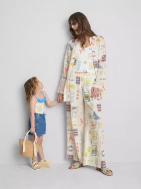 Pantalones de playa estampados de corte ancho