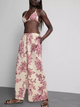 Pantalones de playa estampados de corte ancho