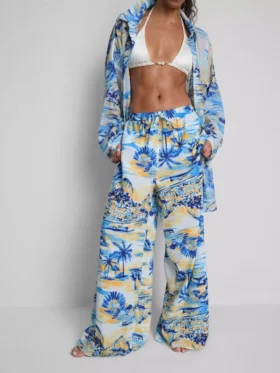 Pantalones de playa estampados de corte ancho
