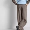 Pantalones de rayas finas de corte ancho y tejido cepillado