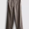 Pantalones de rayas finas de corte ancho y tejido cepillado