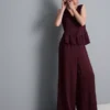 Pantalones de satén con textura y corte recto