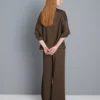 Pantalones de satén con textura y corte recto
