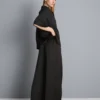 Pantalones de satén con textura y corte recto