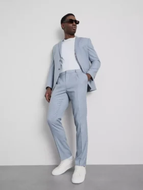 Pantalones de traje de corte entallado con textura dobby