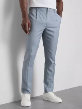 Pantalones de traje de corte entallado con textura dobby