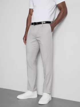 Pantalones de traje de corte entallado con textura dobby