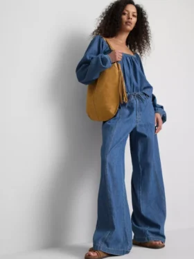 Pantalones de vaquero de pierna ancha con alto contenido en algodón de Paula Echevarría