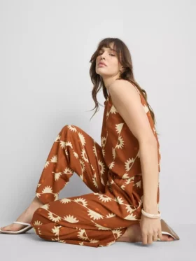 Pantalones estampados de pierna ancha