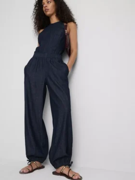 Pantalones harem de Paula Echevarría en denim con alto contenido en algodón