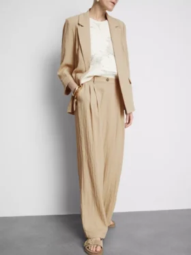 Pantalones holgados con textura y cintura media