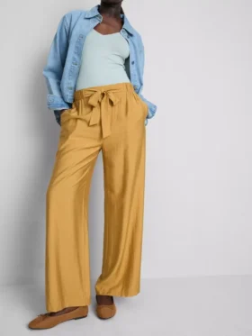 Pantalones palazzo con detalle de lazo