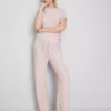 Pantalones rectos arrugados con cordón