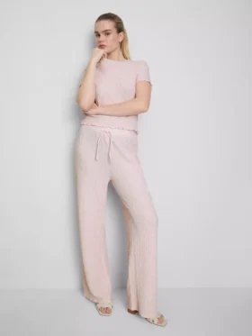 Pantalones rectos arrugados con cordón
