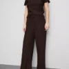 Pantalones rectos arrugados con cordón