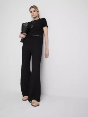 Pantalones rectos arrugados con cordón