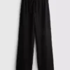 Pantalones rectos arrugados con cordón