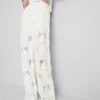 Pantalones rectos de ganchillo con alto contenido en algodón