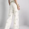 Pantalones rectos de ganchillo con alto contenido en algodón