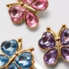 Paquete de 6 horquillas de mariposa con gemas de imitación y cierre a presión