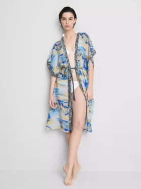 Pareo midi estampado con corte cruzado