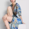 Pareo midi estampado con corte cruzado