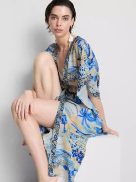 Pareo midi estampado con corte cruzado