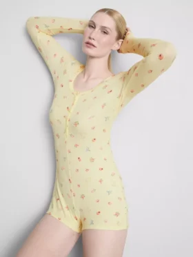 Pelele de dormir acanalado con estampado floral