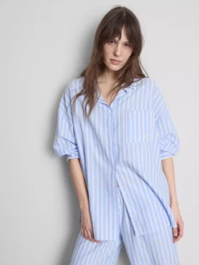 Pijama de algodón a rayas estilo Oxford