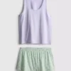 Pijama de camiseta sin mangas y pantalones cortos de algodón