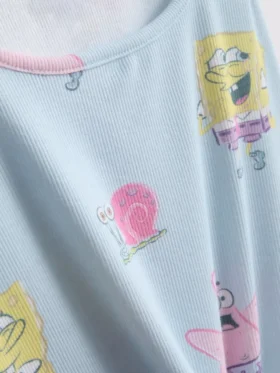Pijamas con personaje de Bob Esponja de punto acanalado