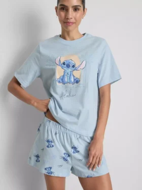 Pijamas cortos de algodón con estampado de Stitch de Disney