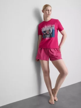 Pijamas cortos de algodón con estampado gráfico para damas de honor