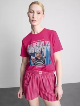 Pijamas cortos de algodón con estampado gráfico para damas de honor