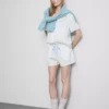 Pijamas cortos de estilo «boyfriend» de satén con estampado floral