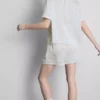 Pijamas cortos de estilo «boyfriend» de satén con estampado floral