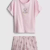Pijamas cortos estampados con alto contenido en algodón