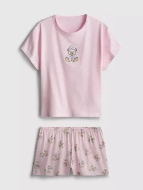Pijamas cortos estampados con alto contenido en algodón