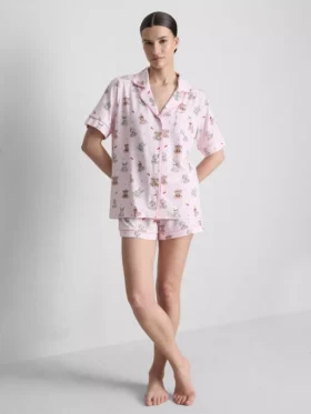Pijamas cortos estilo «boyfriend» con estampado de ositos