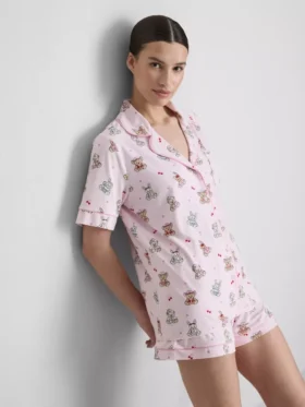 Pijamas cortos estilo «boyfriend» con estampado de ositos