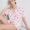 Pijamas cortos estilo «boyfriend» con estampado de ositos