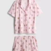 Pijamas cortos estilo «boyfriend» con estampado de ositos