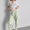 Pijamas de algodón con cuello redondo y estampado