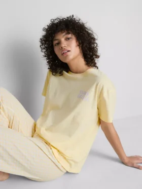 Pijamas de algodón con estampado de cuadros vichy
