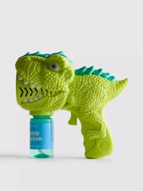 Pistola de pompas con forma de dinosaurio