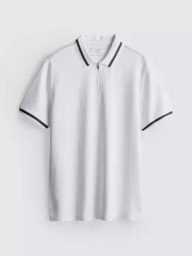 Polo con cuello de cremallera y textura