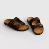 Sandalias con doble correa y plantilla, con estampado de leopardo