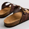 Sandalias con doble correa y plantilla, con estampado de leopardo